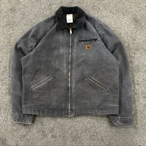 Vintage Carhartt J97 GVL Detroit Jacket Grey Canvas Blanket Lined - Men's XL